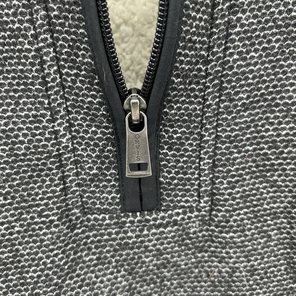 Orvis Brighton Mens M Sherpa Lined 1/4 Zip Fleece Pullover Black Heather Cabin - Picture 3 of 10